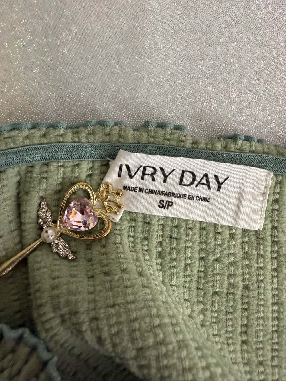 IVRY DAY top strapless new with tags Olive Green Smocked Mini Skirt - Tube Style - Picture 10 of 15